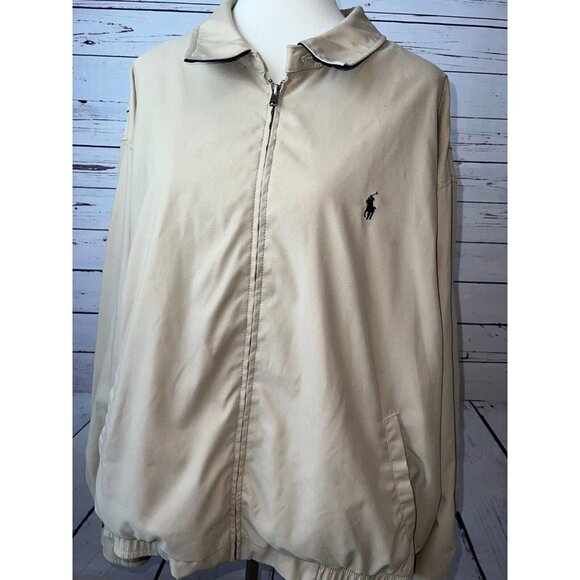 Ralph Lauren Polo Full Zip Jacket Mens XXL Khaki Bi Swing Vintage‎ 90s Bomber 2X - Picture 1 of 12